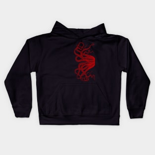 Red Vintage Octopus Tentacles Illustration Kids Hoodie